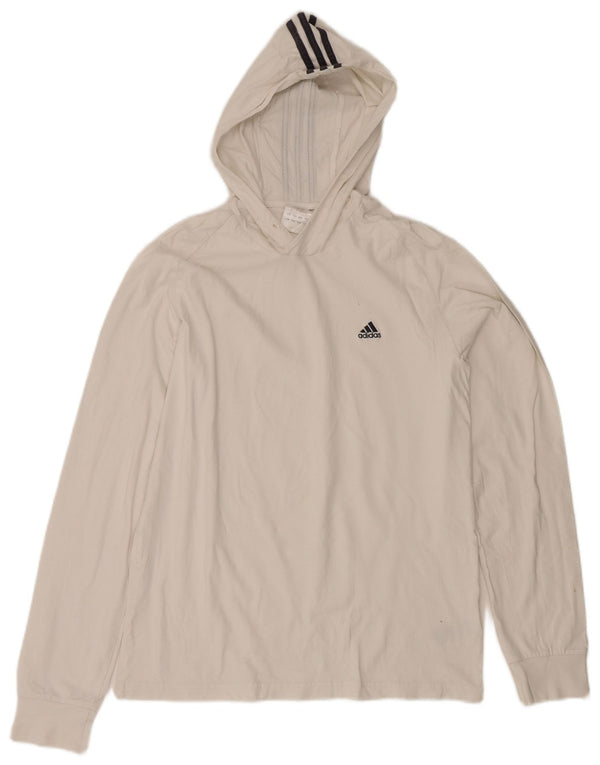 Adidas Mens Hooded Top Long Sleeve Large White Cotton