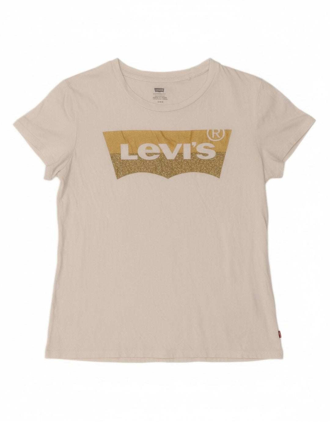 LEVI'S Womens Graphic T-Shirt Top UK 14 Medium White Cotton Vintage Levi's and Second-Hand Levi's from Messina Hembry 