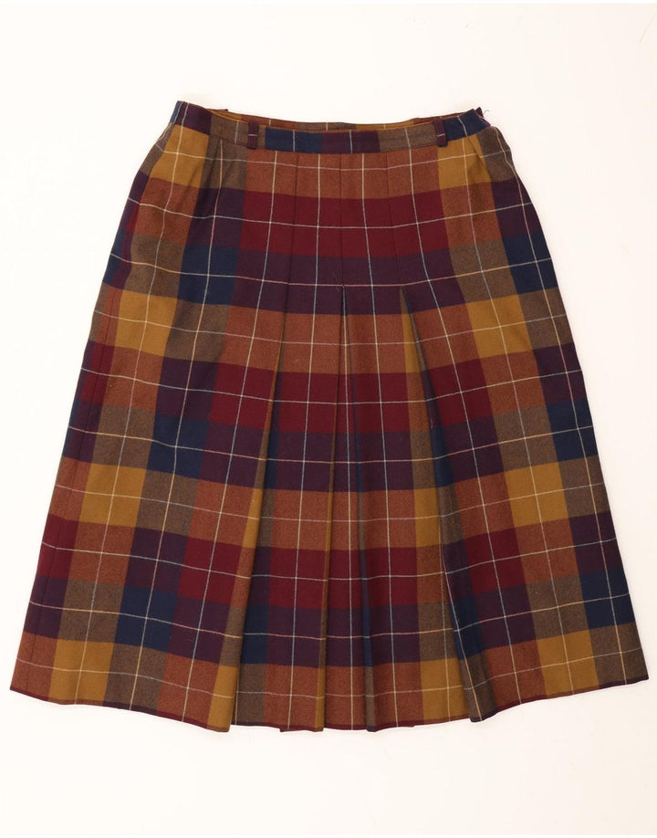 Escada Womens Pleated A-Line Skirt W30 Medium Multicoloured Plaid Wool