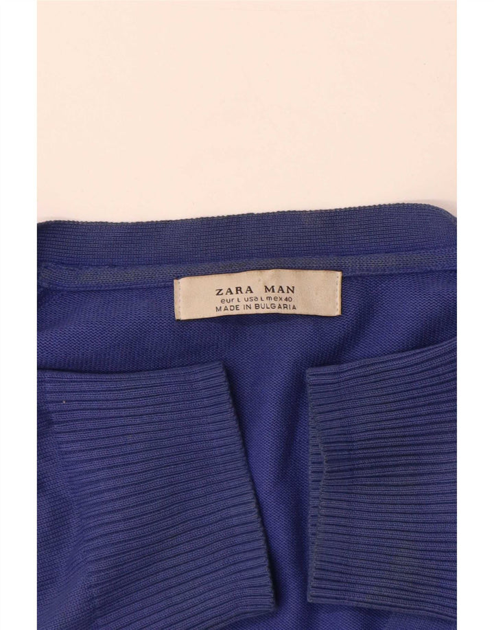 Zara Cardigan Homme Pull Large Bleu