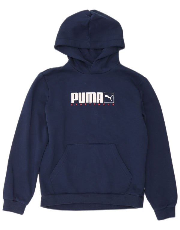 Puma Sudadera con capucha gráfica para niños 13-14 años Algodón azul marino