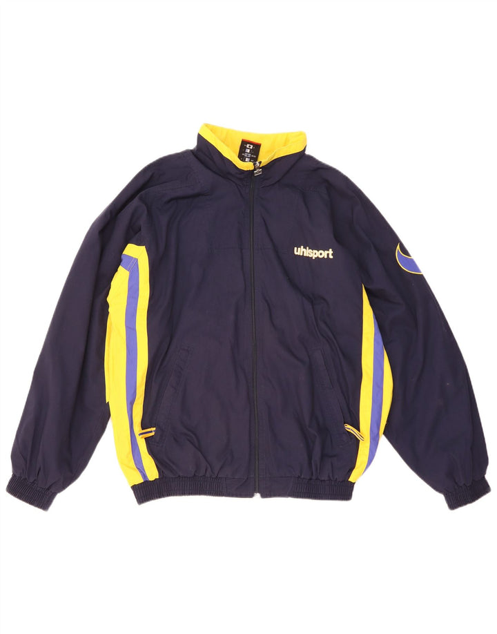 Uhlsport Mens Graphic Tracksuit Top Jacket Medium Navy Blue Colourblock