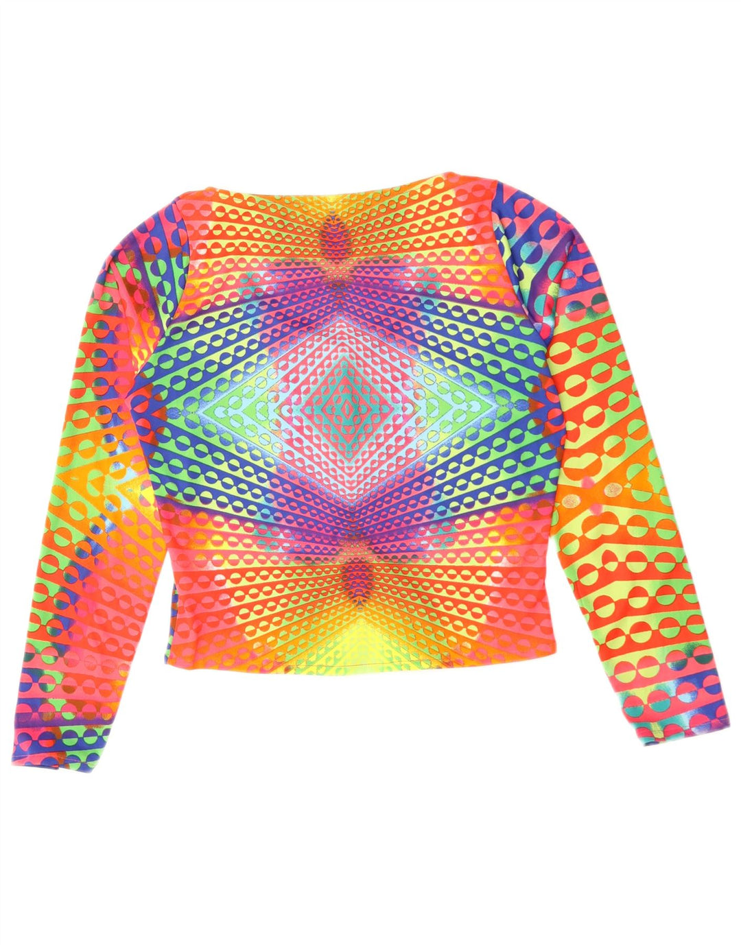Naracamicee Womens Crop Top UK 12 Medium Multicoloured Geometric Silk