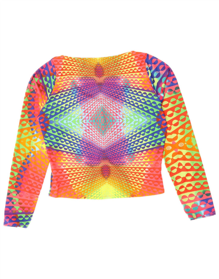 Naracamicee Womens Crop Top UK 12 Medium Multicoloured Geometric Silk