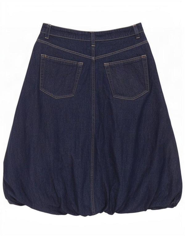 Zara Womens Denim Bubble Skirt Large W30 Navy Blue Cotton