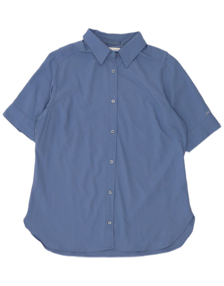 Columbia Womens Short Sleeve Shirt UK 14 Medium Blue Polyester
