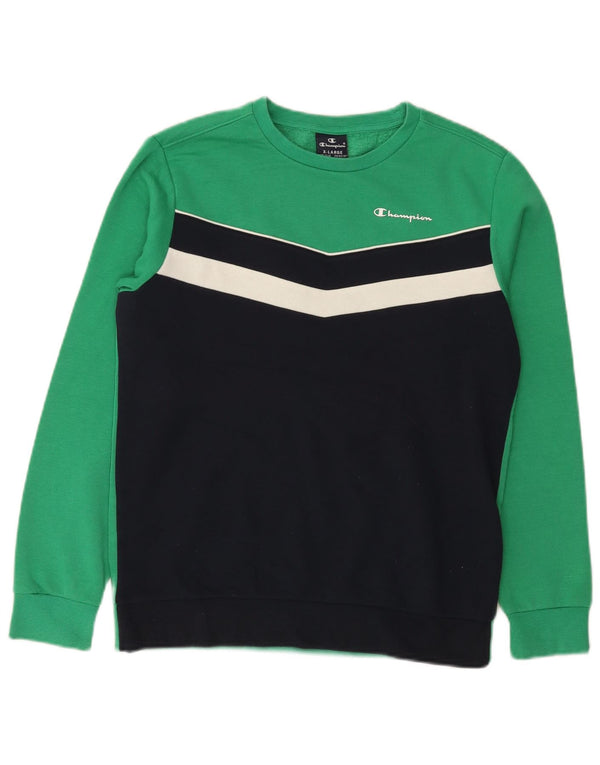 Champion Boys Sweatshirt Jumper 13-14 år XL Grøn Colourblock