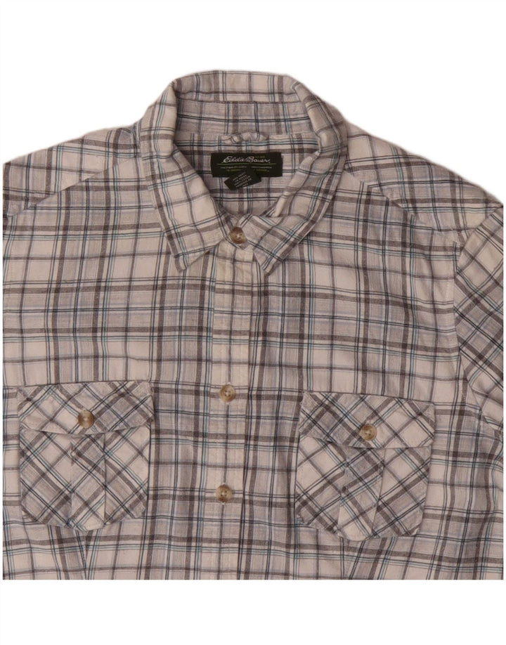 EDDIE BAUER Womens Shirt UK 16 Large Grey Check Cotton