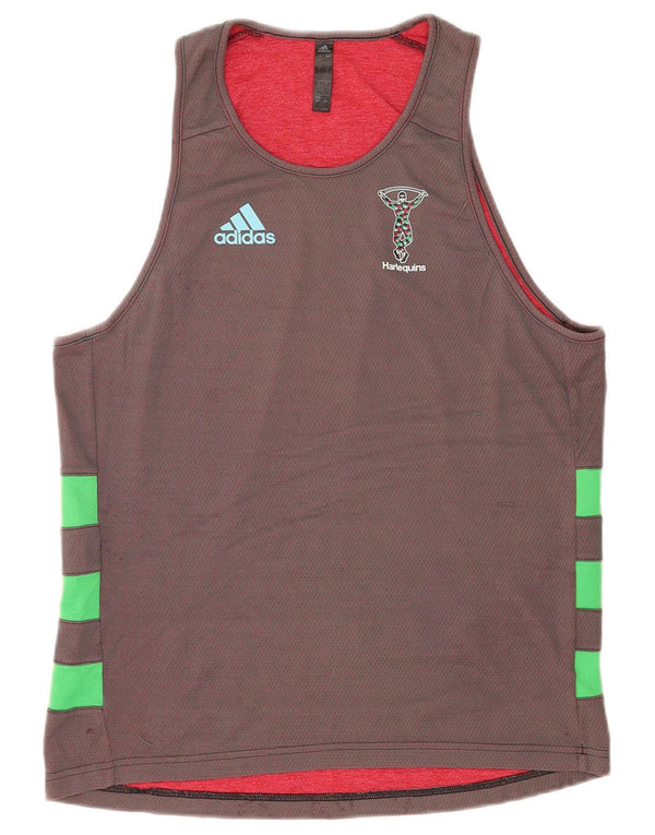 Adidas Débardeur graphique pour homme Large Gris Colorblock Polyester