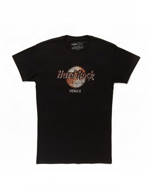 Hard Rock Cafe Womens Venice Graphic T-Shirt Top UK 18 XL Coton Noir