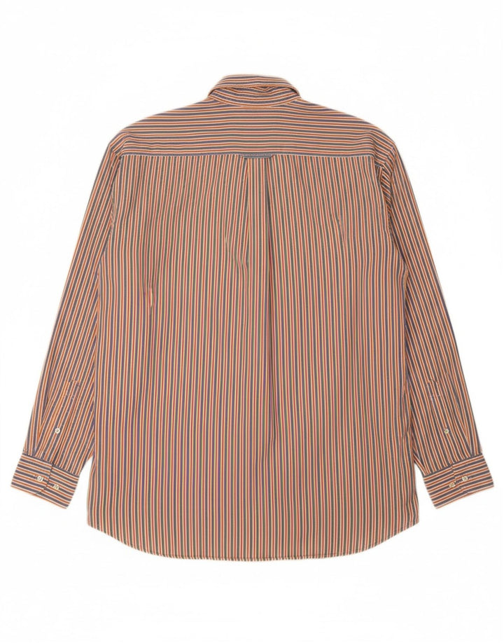 TOMMY HILFIGER Mens Shirt Medium Orange Striped Cotton