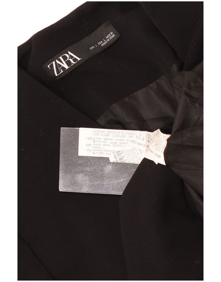 Zara Dame Blazer Jacket UK 16 Stor Sort Polyester
