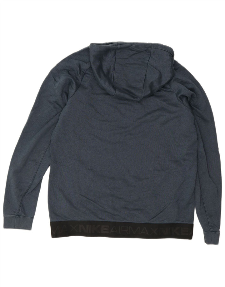 NIKE Mens Graphic Hoodie Jumper Medium Navy Blue Cotton