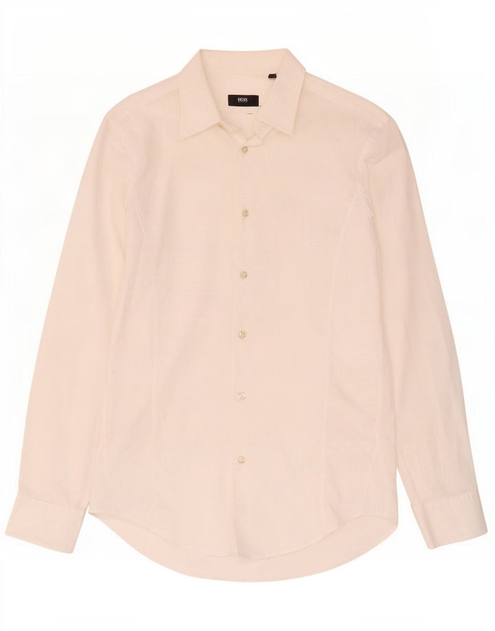 Hugo Boss Stretch Slim Fit skjorte herre str. 38 15 Medium hvid bomuld
