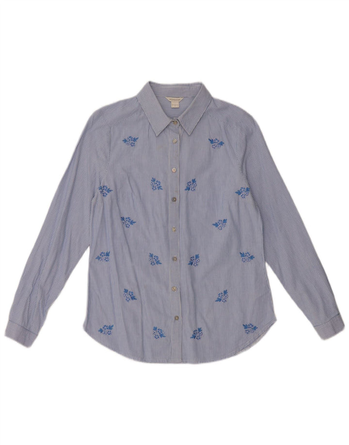 Monsoon Womens Shirt UK 8 Small Blue Floral Cotton