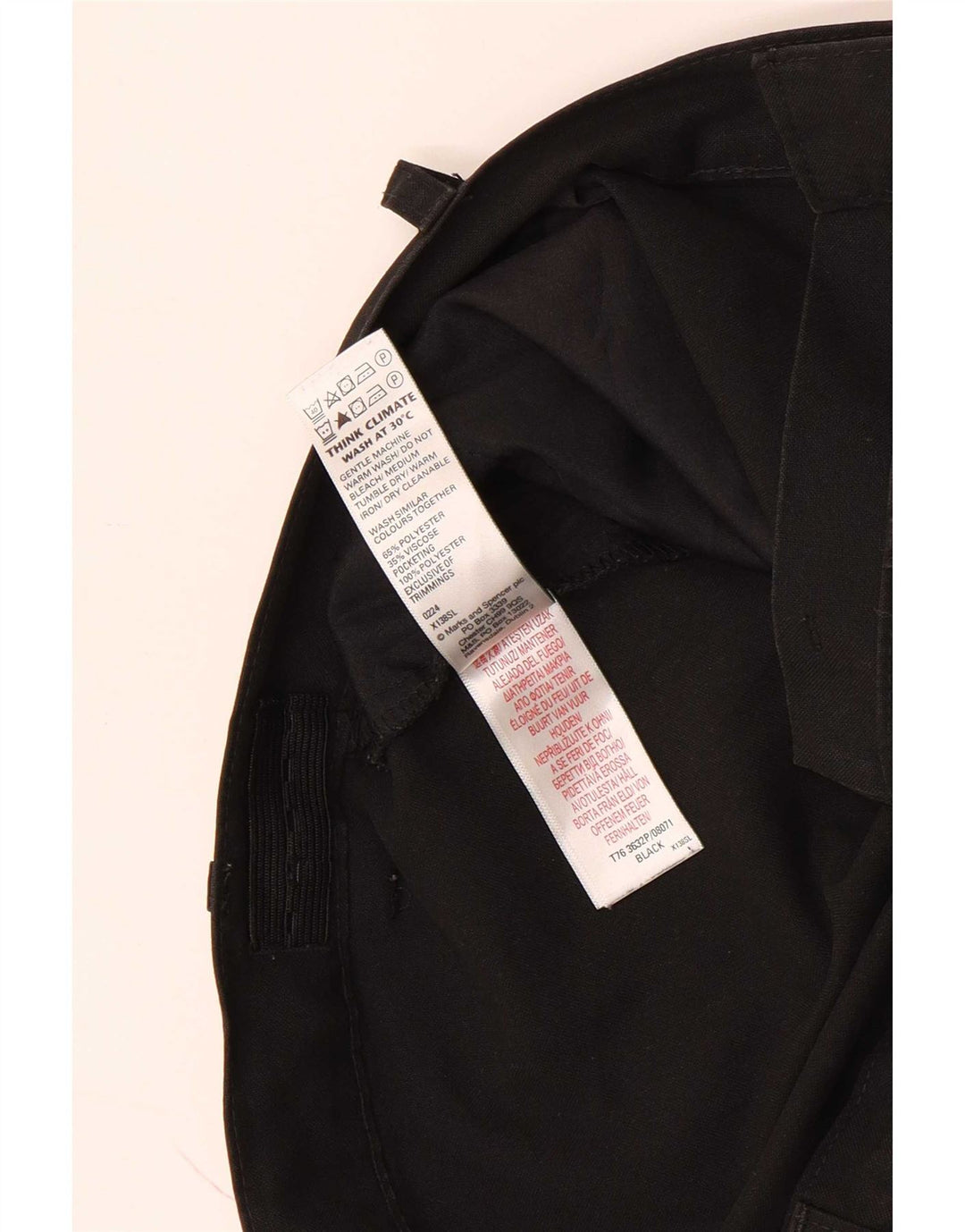 Marks & Spencer Boys Slim Suit Bukser 15-16 år W34 L29 Sort Polyester