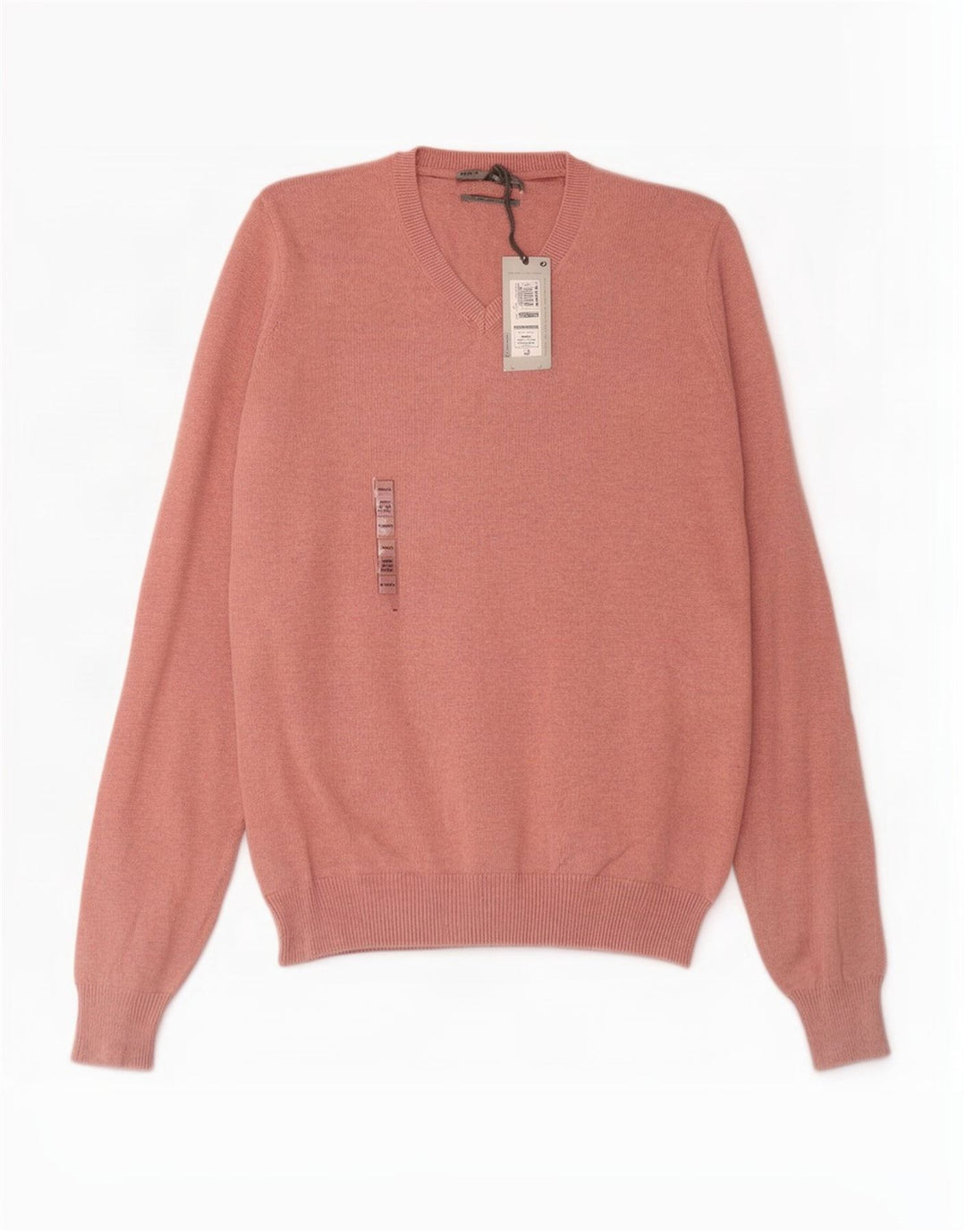 Marks & Spencer Mens V-Neck Jumper Sweater Small Pink Cotton