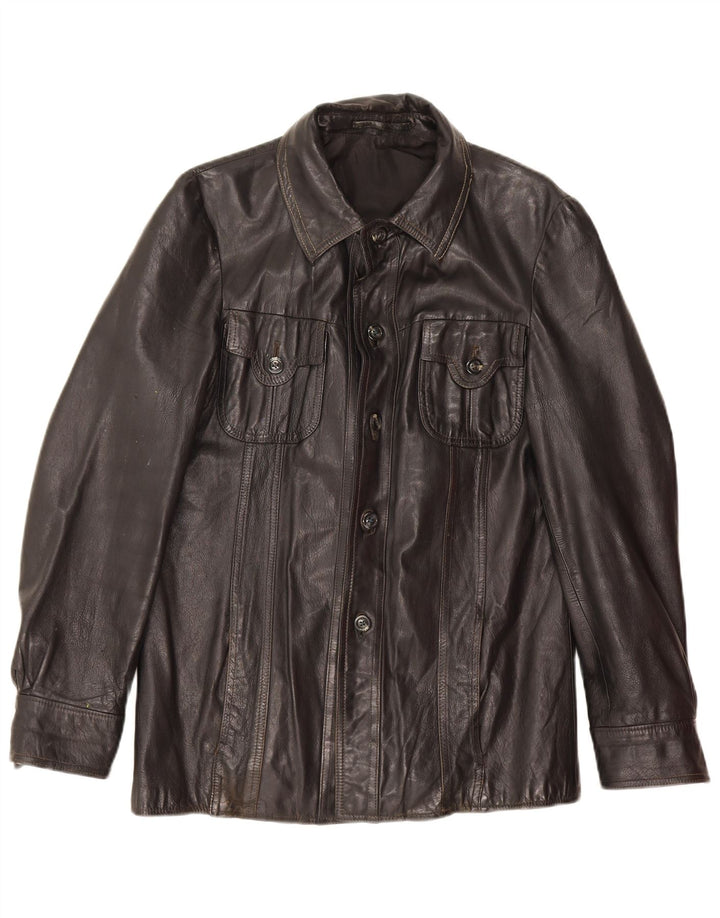 Vintage Mens Leather Jacket UK 36 Small Black