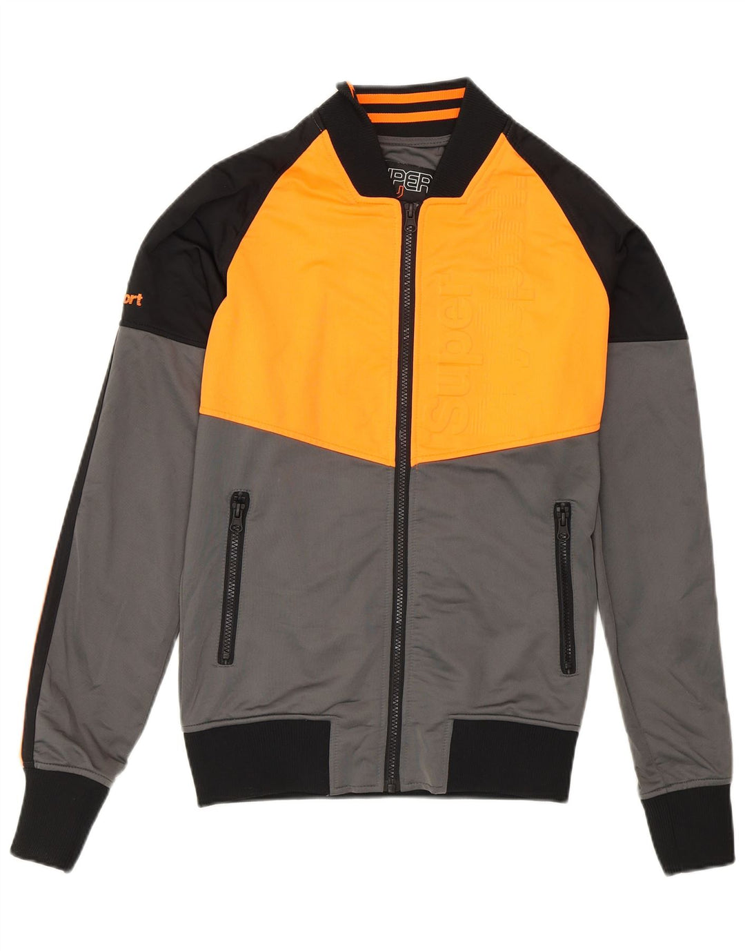 Superdry Mens Tracksuit Top Jacket Small Grey Colourblock Polyester
