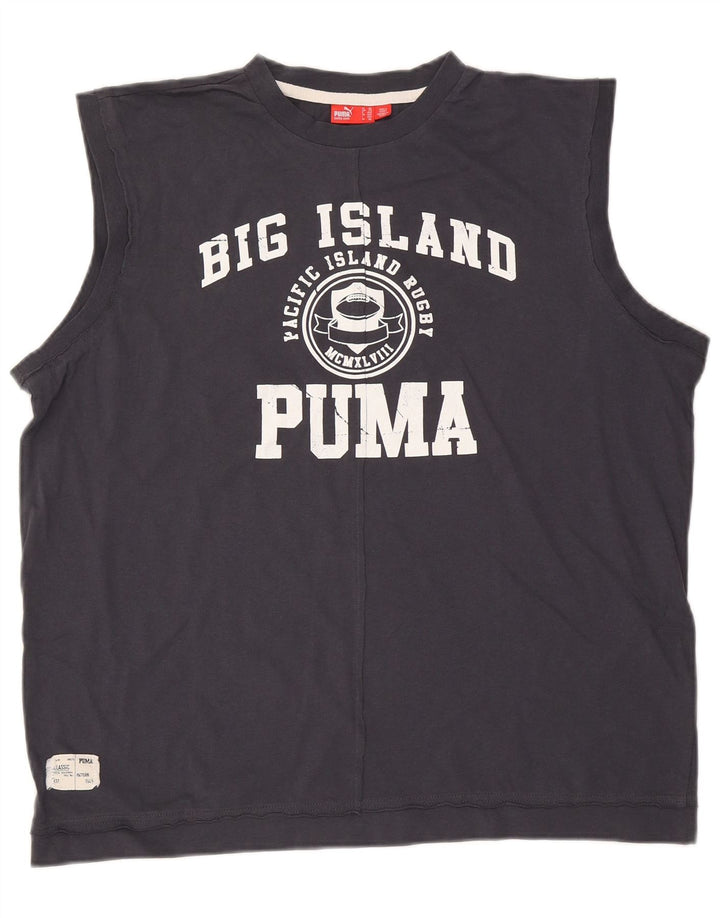 Puma Herren Grafik-Weste Top 2XL Marineblau Baumwolle