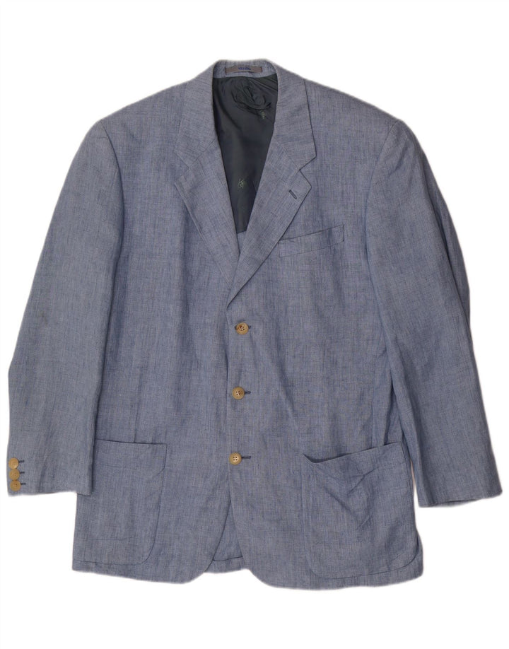 Kenzo Mens 3 Button Blazer Jacket IT 52 XL Blue Linen