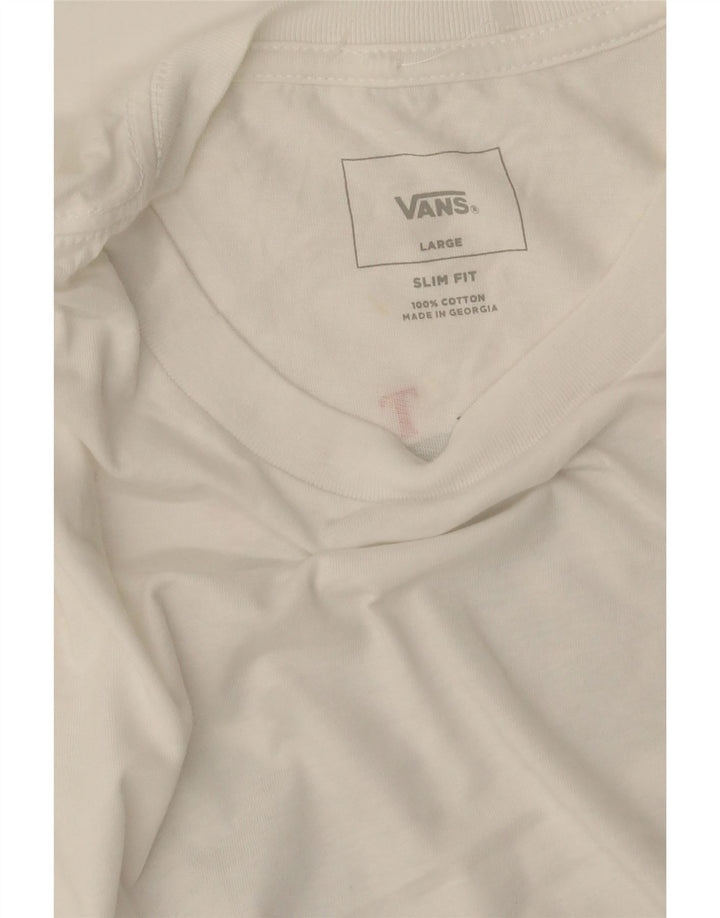 VANS Mens Slim Fit Graphic T-Shirt Top Large White
