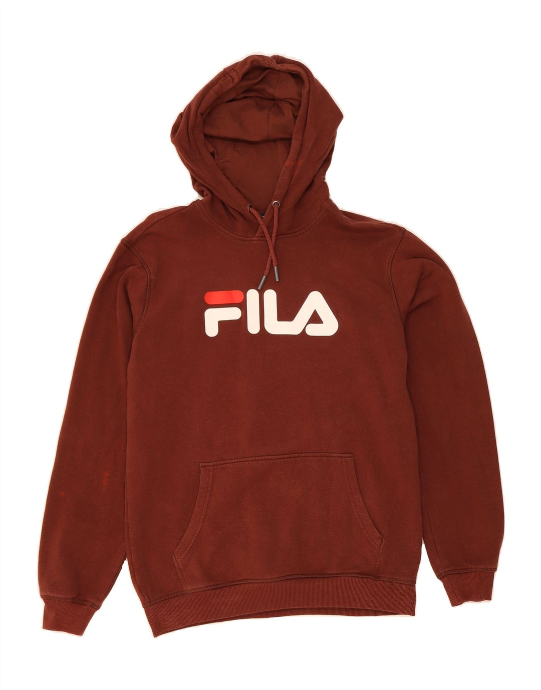 FILA Mens Graphic Hoodie Jumper Small Brown Cotton Vintage Fila and Second-Hand Fila from Messina Hembry 