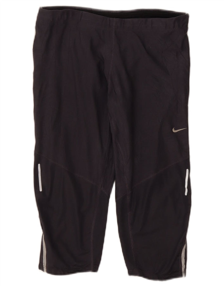 Nike Dame Dri Fit Capri Leggings UK 12 Medium Grey Polyester