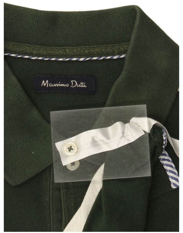 Massimo Dutti Herre poloshirt Stor grøn stribet bomuld