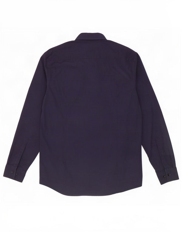 Hugo Boss Mens Slim Fit Shirt Size 42 16 1/2 Large Navy Blue Cotton