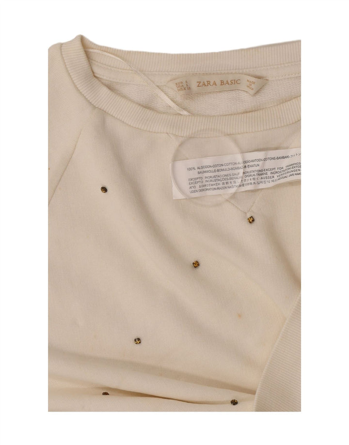 Zara Womens Sweatshirt Jumper UK 10 Small White Cotton