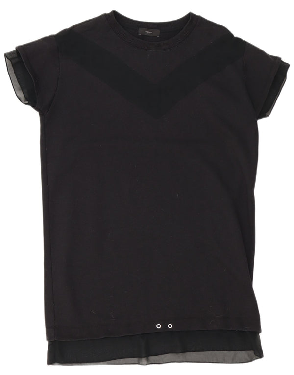 Diesel Womens Oversized T-Shirt Dress UK 10 Small Black Bomuld