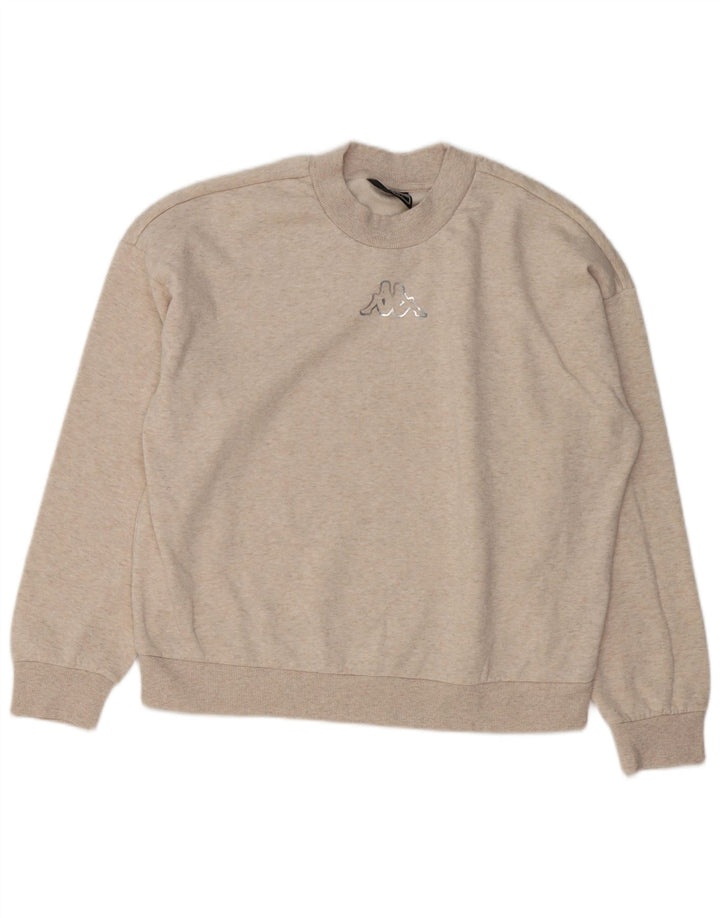 KAPPA Womens Oversized Sweatshirt Jumper UK 16 Large Beige Cotton