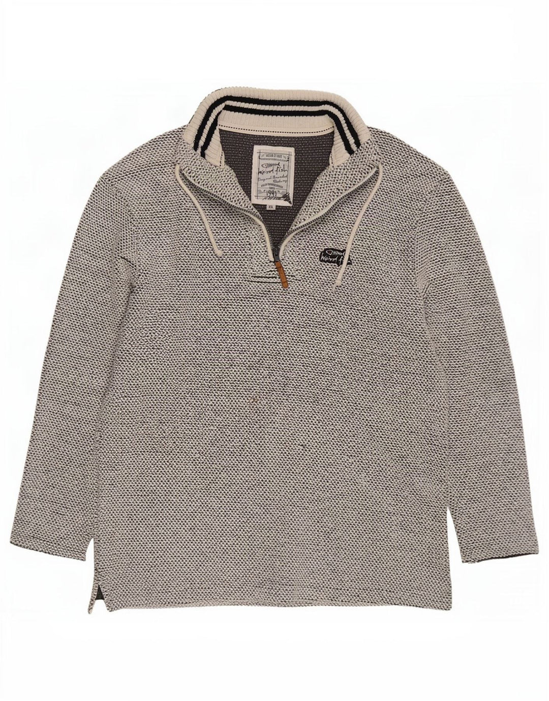 Weird Fish Mens Zip Neck Sweatshirt Jumper XL Grey Cotton