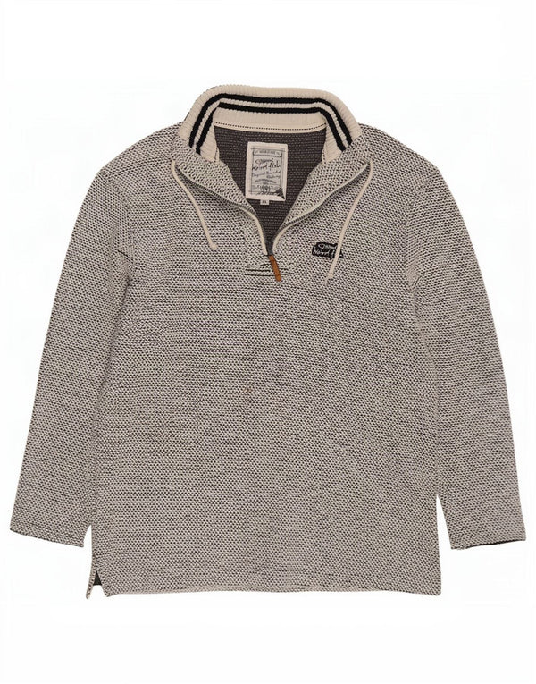 Weird Fish Sweat-shirt col zippé pour homme XL en coton gris