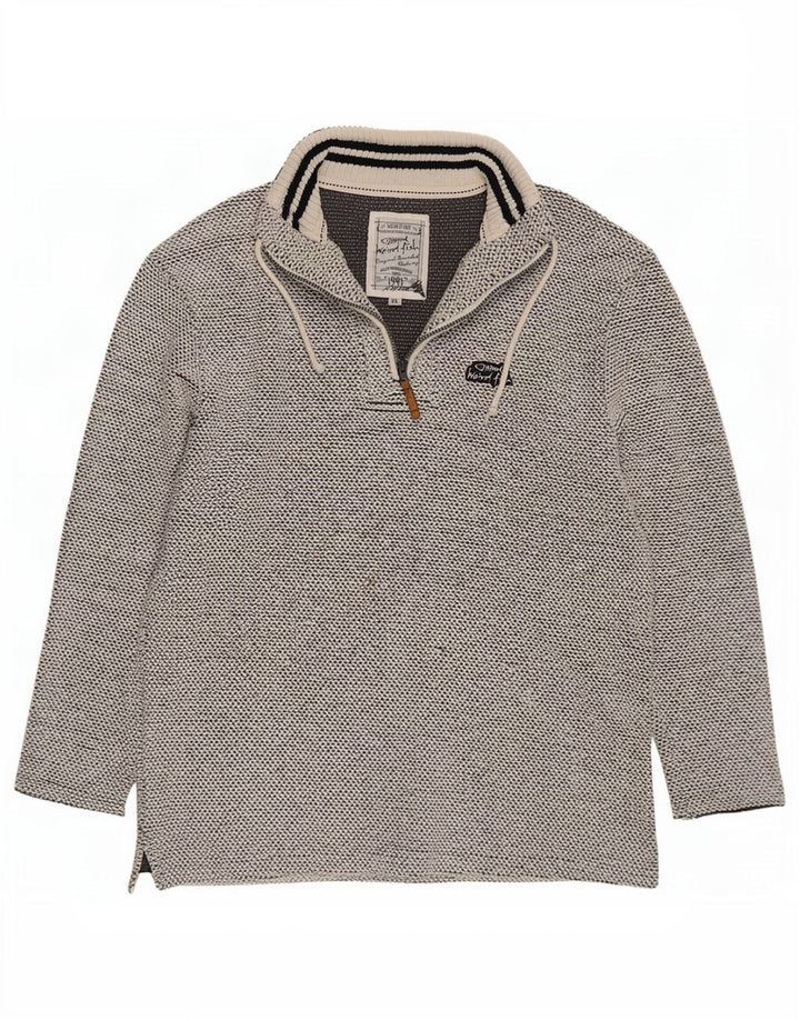Weird Fish Mens Zip Neck Sweatshirt Jumper XL Grey Cotton