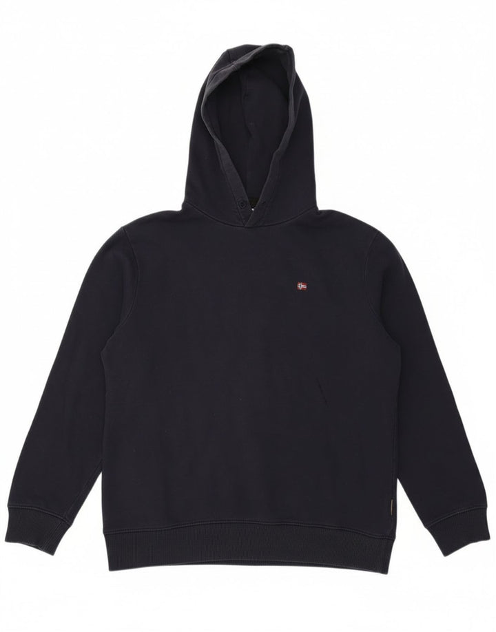 Napapijri Mens Hoodie Jumper Medium Navy Blue Cotton