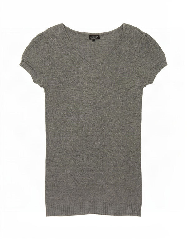 Topshop Womens Short Sleeves Jumper Dress UK 16 Large Grey