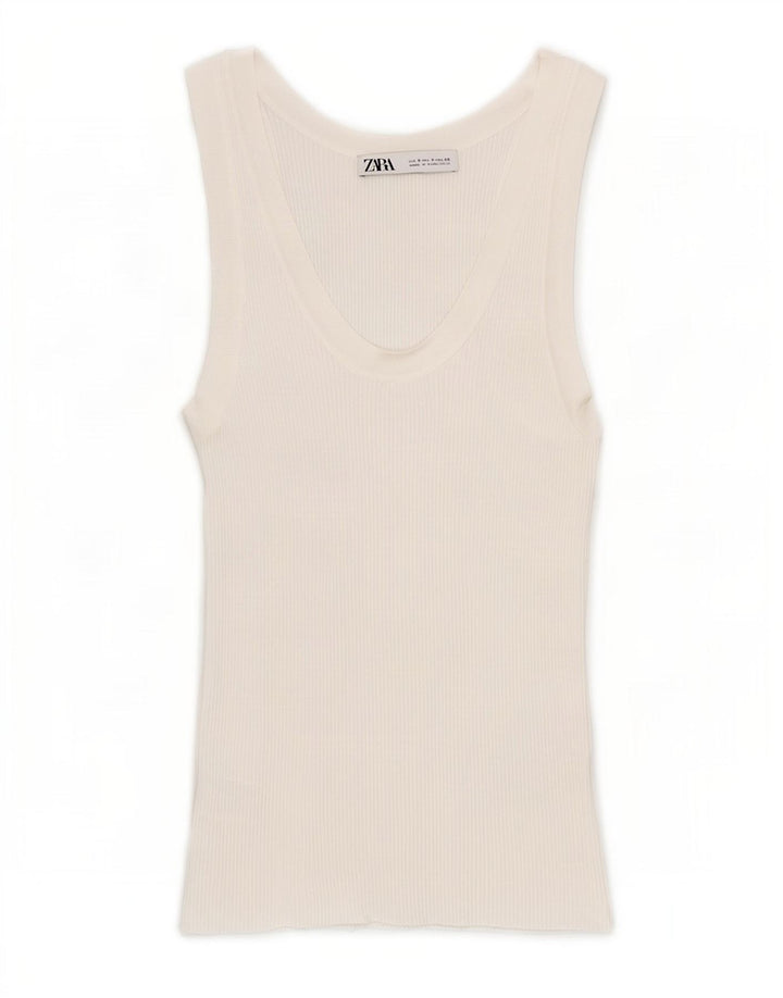 Zara Womens Vest Top UK 8 Small White Viscose