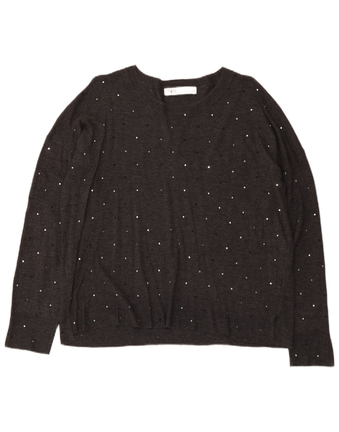 Zara Womens Boat Neck Jumper Sweater UK 14 Medium Grey