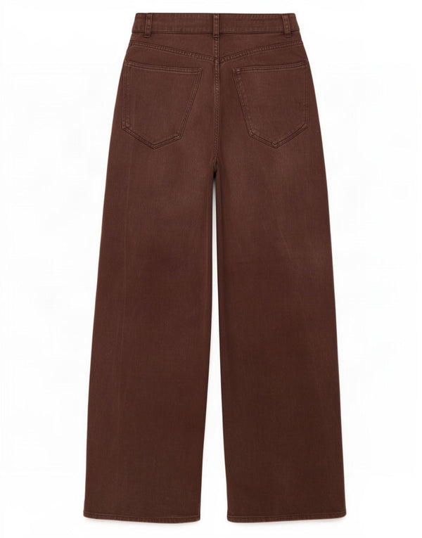 Zara Vaqueros de pierna ancha y cintura alta para mujer EU 34 2XS W24 L31 Marrón