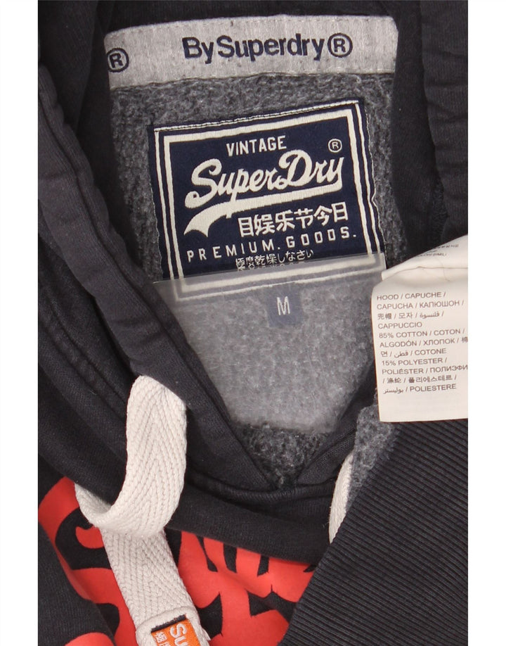 Superdry Mens Graphic Hoodie Jumper Medium Black Cotton