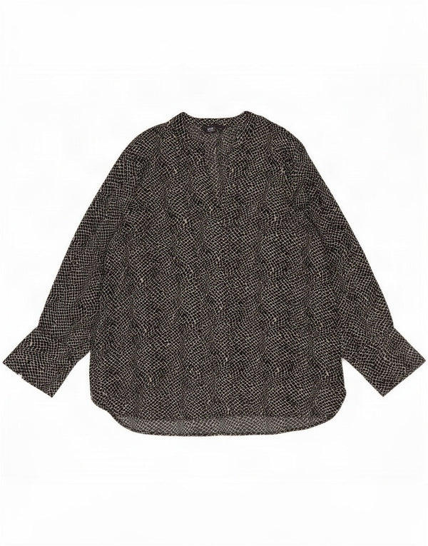 Blusa feminina de manga comprida Marks & Spencer UK 20 2XL preta com estampa animal