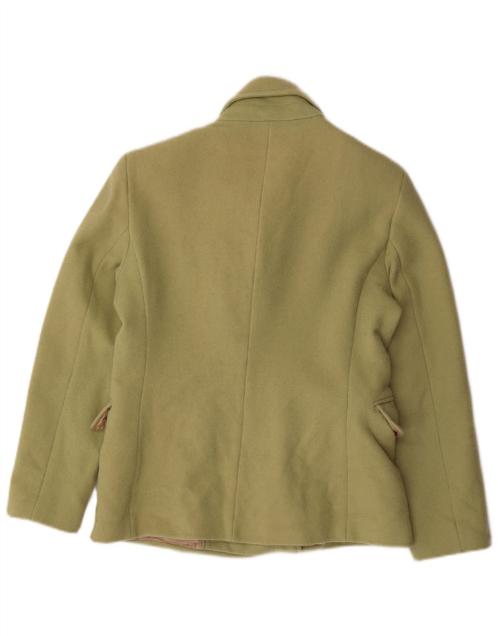 CALVIN KLEIN Womens Double Breasted Blazer Jacket Size 6 Medium Green Wool