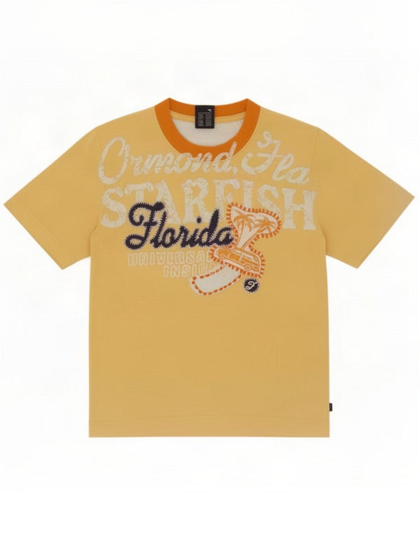 Diadora piger grafisk t-shirt top 7-8 år gul Colourblock
