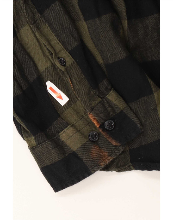 Jack & Jones Mens Flannel Shirt XL Green Gingham Cotton