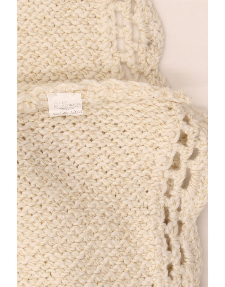 VINTAGE Womens Roll Neck Poncho Jumper One Size Off White Wool
