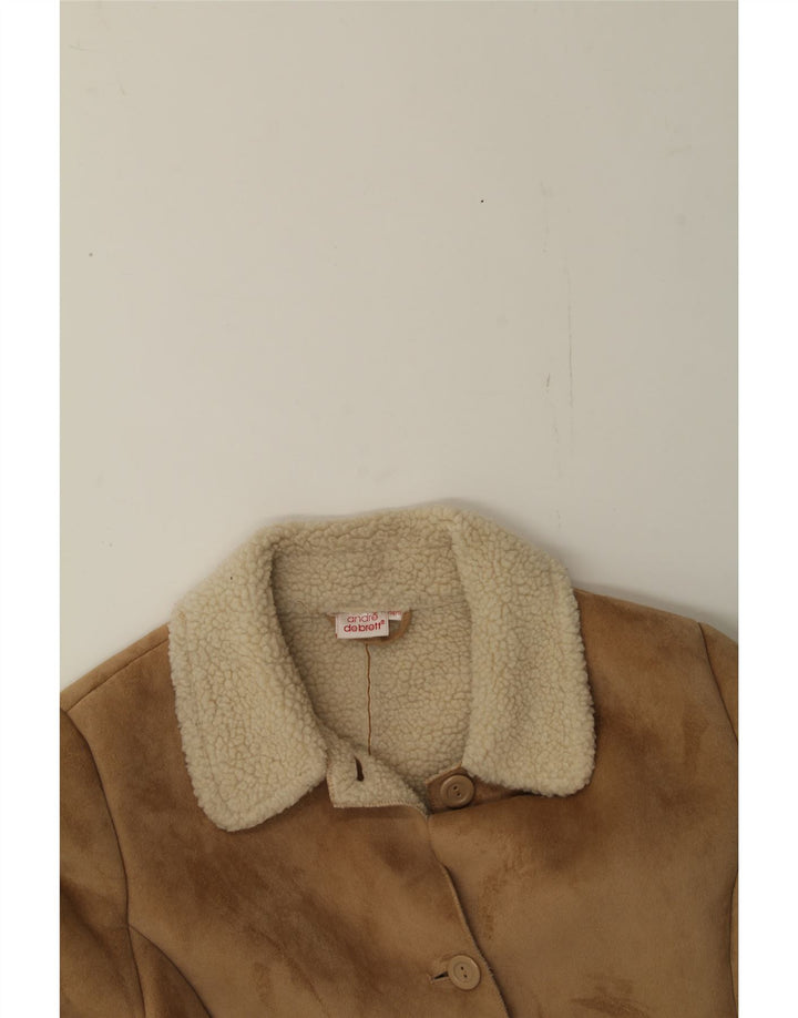 VINTAGE Womens Sherpa Jacket UK 14/16 Large Brown Polyester Vintage Vintage and Second-Hand Vintage from Messina Hembry 
