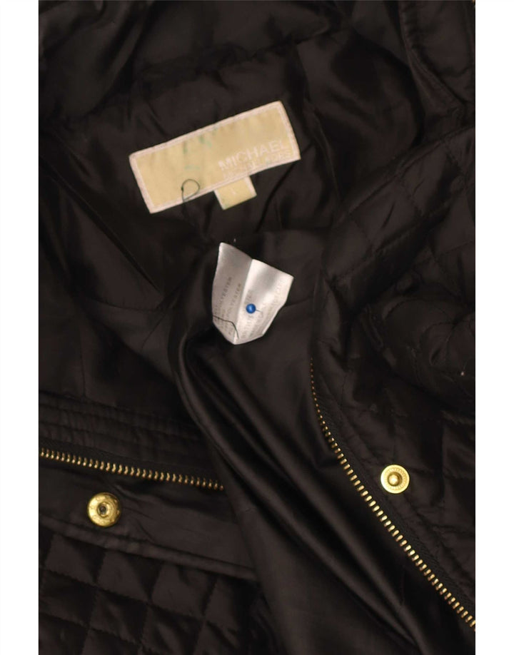 Michael Kors Womens Hooded Quilted Jacket UK 16 Large Black Polyester