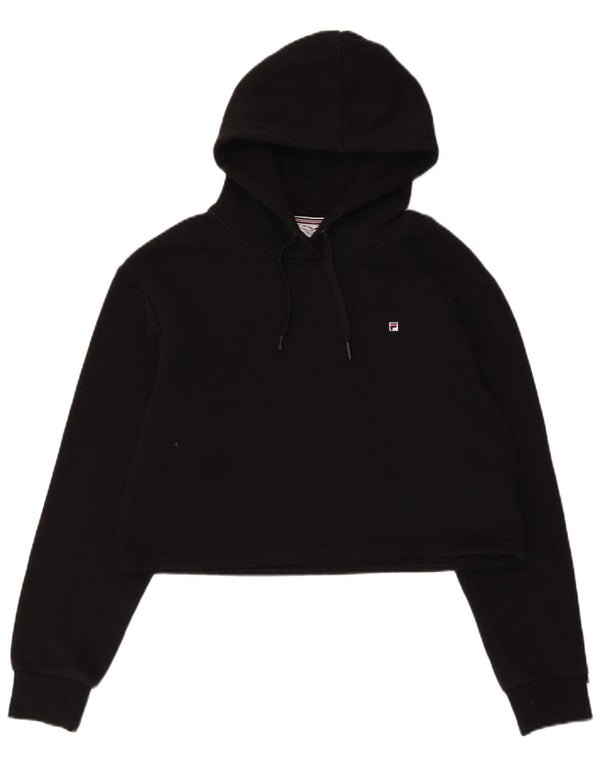 Fila Damen Crop Hoodie Pullover UK 12 Mittelschwarze Baumwolle